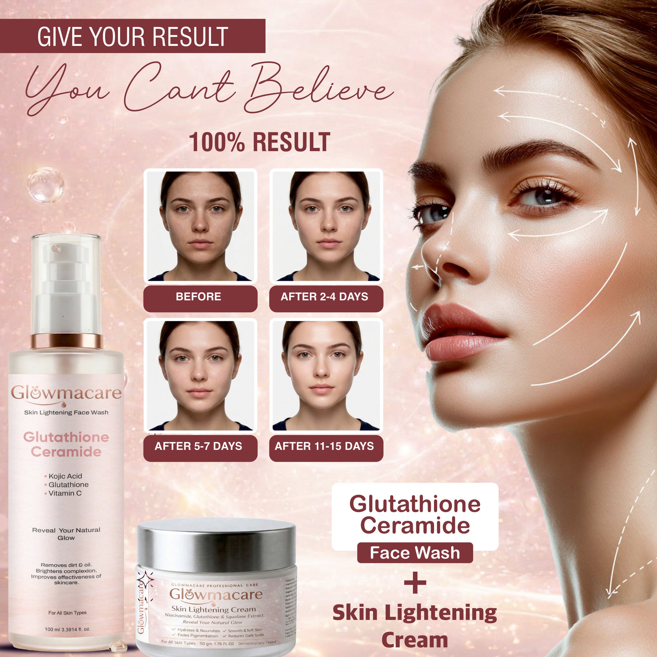 GlowmaCare 7 Days Glow Kit Face Wash + Brightening Cream
