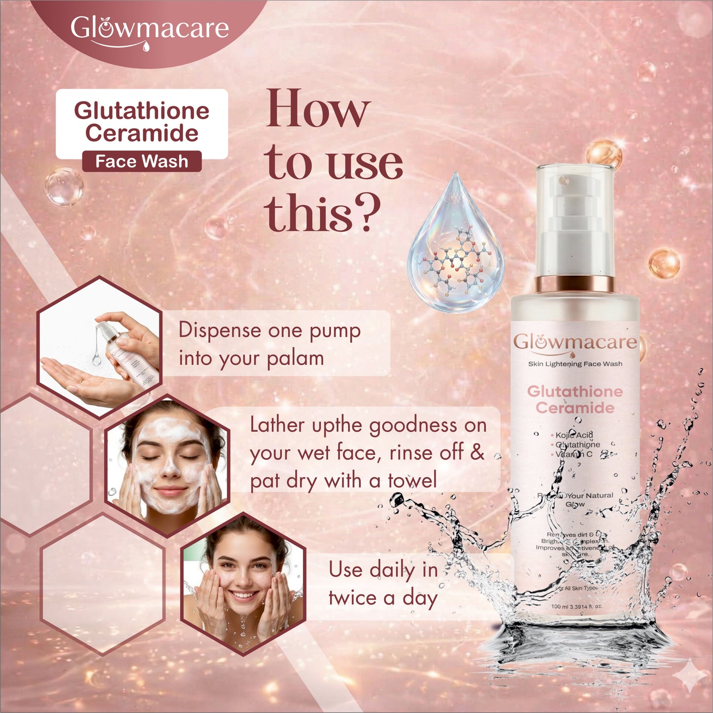 Glutathione Ceramides Face Wash – Brightening & Deep Clean
