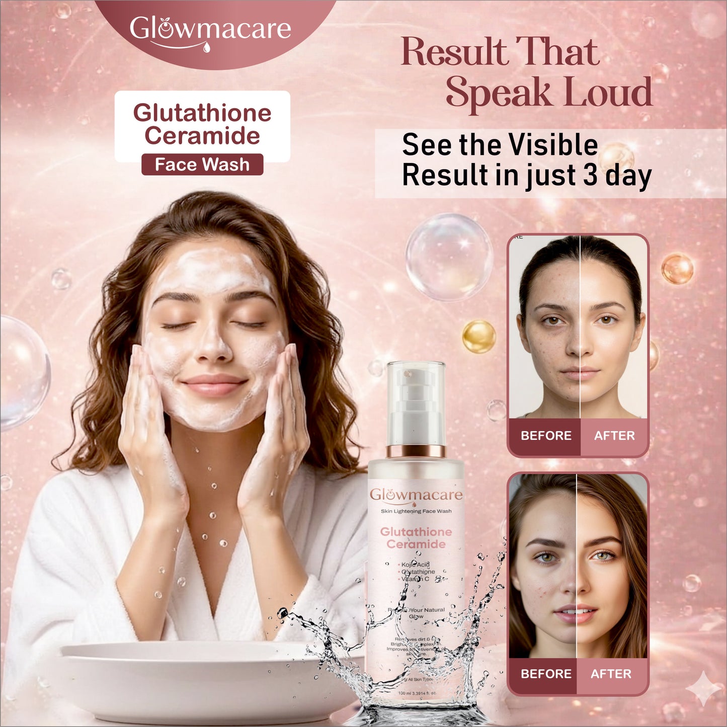 Glutathione Ceramides Face Wash – Brightening & Deep Clean